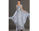Elegant V-Neck Appliques Short Sleeves Beading Zipper-Up Floor-Length A-Line Evening Dress