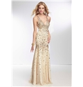 Extravagant Mermaid V Neck Beading Criss Cross Straps Long Evening Pageant Dress