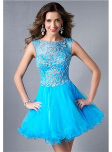 Elegant A Line Scoop Ruffles Homecoming Dress