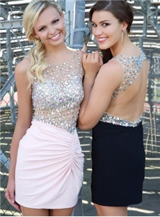 Sexy Scoop Sheath Beaded Straps Homecoming Dress
