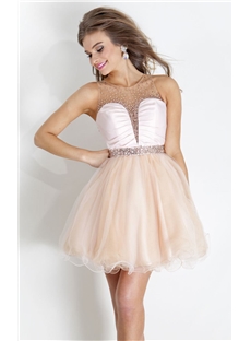 Gorgeous A Line Scoop Tulle Beaded Homecoming Dress
