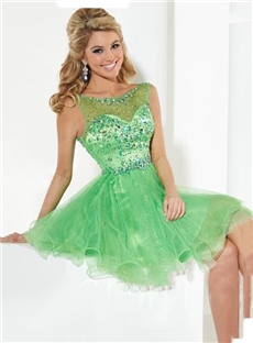 Pretty A Line Scoop Ruffles Homecoming Dress