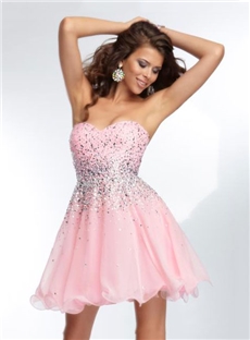 Pretty A Line Sweetheart Beadings Homecoming Dress