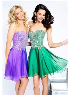 Pretty A Line Sweetheart Crystal Homecoming Dress