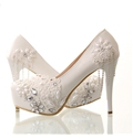 Courtlike Lovely Lace Beading Stiletto Heels Wedding Shoes