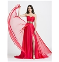 Elegant A Line Sweetheat Beading Split Front Sweep Train Long Prom Dress