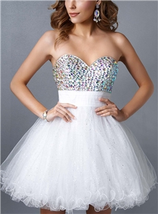 Sexy A Line Ruffles Crystal Homecoming Dress