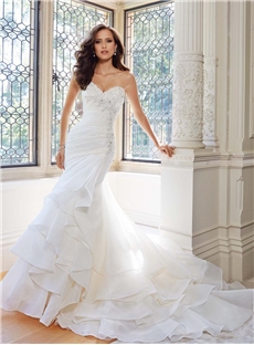 Elegant Mermaid Sweetheart Beading Court Wedding Dress