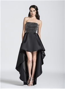 Cool A Line Strapless Pearls Asymmetrical Prom Dress