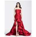 Unique Design Strapless A Line Split Front Floor Length Court Train Evening Dress
