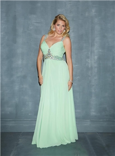 Gourtlike A Line Straps Beading Backless Floor Length Plus Size Prom Dress