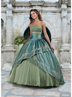 Exotic Ball Gown Strapless Quinceanera Dresses Dark Green Retro