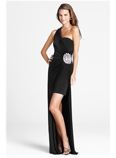 Graceful Floor Length One Shoulder A Line Floral Pin Prom Dresses