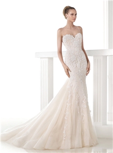 Delicate Sweetheart Backless Appliques Mermaid Wedding Dress