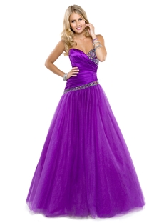 Fancy Sweetheart Beading Lace Up A Line Long Prom Quinceanera Dress