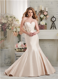 Strapless Sweetheart Floral Sash Buttoned Zipper Up Wedding Dress