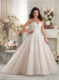 Sweetheart Lace Appliques Floor Length A Line Wedding Dress