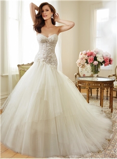 Fashional Lace Sweetheart Beading Wedding Dress