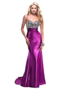 Graceful Spaghetti Straps Beading Sequins Floor-Length Sweep Train Evening Dress