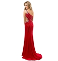 Sexy One Shoulder Sheath Sequins Beading Split Front Long Evening Dress