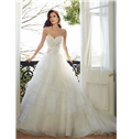 Simple Sweetheart Beading Tiered Wedding Dress