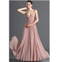 Pretty A Line Ruched Straps Floor Length Evening Dress