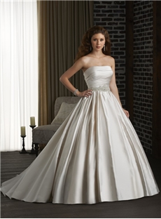 Elegant Strapless Beaded Waistline Floor Length A Line Wedding Dress