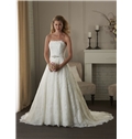 Elegant Strapless Beaded Floor Length A Line Wedding Dress