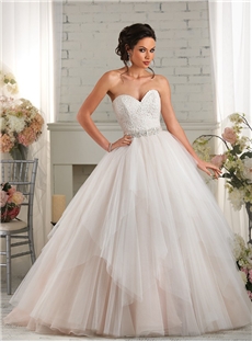 Strapless Sweetheart Floral Beaded Princess Ball Gown Wedding Dress