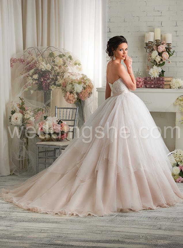 Strapless Sweetheart Floral Beaded Princess Ball Gown Wedding Dress