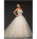 Elegant Beaded Sweetheart Floor Length Princess Ball Gown Wedding Dress