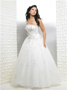 White Ball Gown Floor Length Strapless Quinceanera Dress