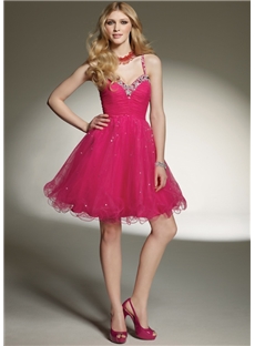 Lovely A Line Spaghetti Straps Beading Short Length Prom Homecoming Dress