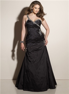 Attractive Trumpet One Shoulder Beading Lace Up Floor Length Evening Dress