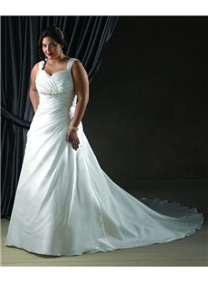 Fabulous A Line Straps Floor Length Chapel Pick Up Plus Size Wedding Dresses