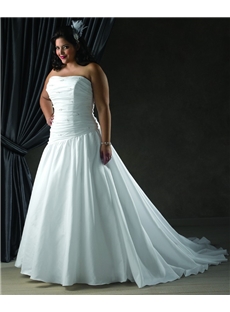 Glorious A Line Strapless Sleeveless Floor Length Chapel Train Plus Size Wedding Dresses