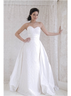 Exquisite Sheath Column Sweetheart Floor Length Lace Sash Wedding Dresses