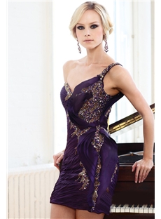 Brilliant Column One Shoulder Mini Length Evening Prom Dresses