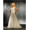 Fabulous Empire Straps Floor Length Appliques Chapel Plus Size Wedding Dresses