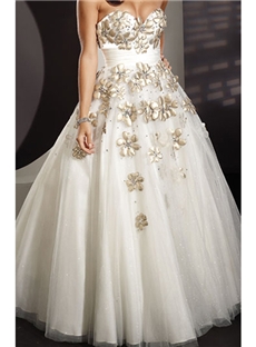 Appliques A Line Sweetheart Floor Length Prom Dresses