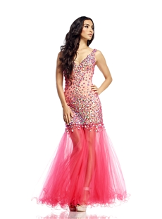 Alluring Sheath Straps V Neck Beading Backless Long Prom Dress