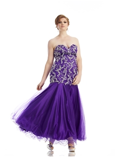 Graceful Sweetheart Beading Trumpet Zipper Up Long Plus Size Evening Dress