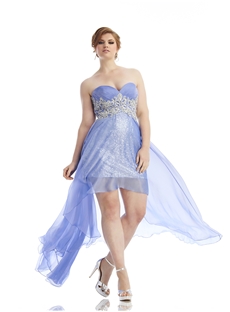 Modern Sweetheart Crystal Sequins A Line Asymmetrical Plus Size Prom Cocktail Dress
