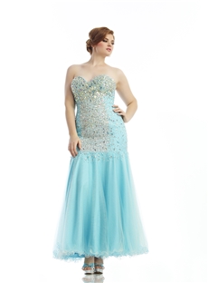 Elegant Sweetheart Beading Trumpet Lace Up Long Plus Size Evening Dress