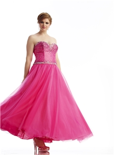Amazing Sweetheart Beading Strapless Lace Up A Line Long Plus Size Prom Dress