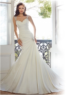 Elegant Mermaid Straps Lace Backless Wedding Dress