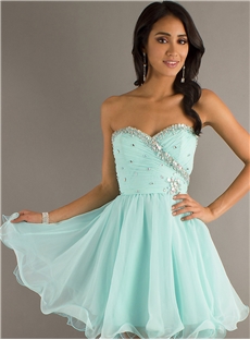 Beautiful Strapless Sweetheart Zipper Up Beading Short Prom Homecoming Dress