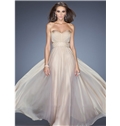 Glamour Sweetheart A Line Floor Length Ruched Zipper Up Evening Dress
