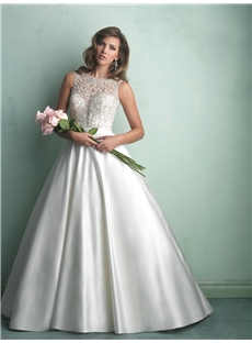 Morden A Line Floor Length Lace Beading Court Train Wedding Dress