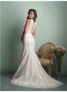 Morden Mermaid Floor Length Lace Court Train Wedding Dress